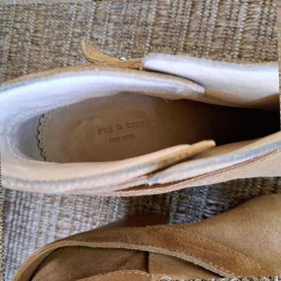 Rag & Bone Camel Tan Suede Harrow Bootie Size 8 Heeled Leather Ankle Boot - Picture 8 of 14